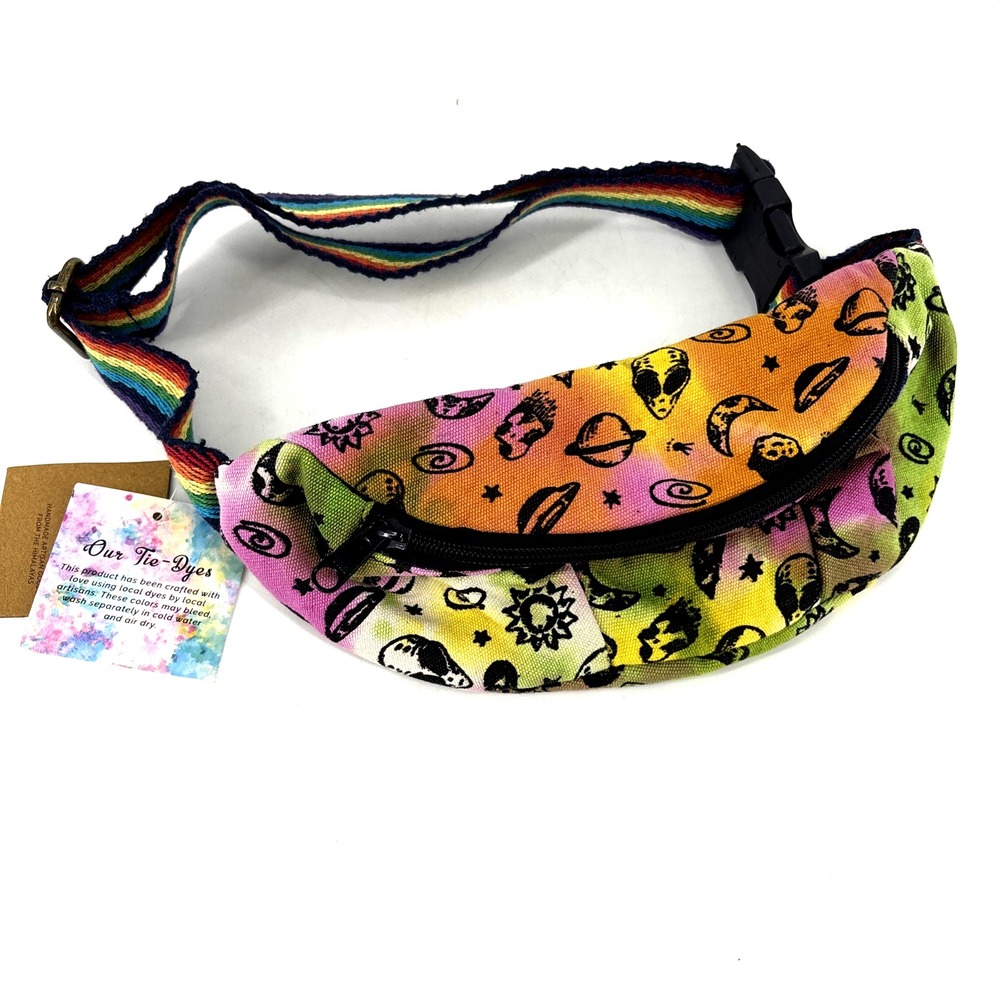 Lakhays Travel Fannypack 70131 Tie Dye Alien Moon Sun Festival Waist Bag NWT